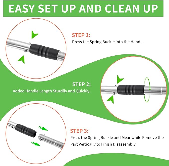 Large Chicken Poop Scooper, Metal Coop Scoop with 32" to 67" Adjustable Long Stainless Steel Handle, Chicken Poop Scooper for Sand with Heavy Duty Sifting Shovel for Chicken/ Horse/ Pet Coops (10 IN)-Mewly Pet