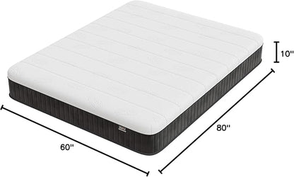 Swbvs Firm Queen Mattress, 10 Inch Cooling-Gel Memory Foam & Pocket Spring Hybrid, Firm Feel, Queen Size Mattresses, CertiPUR-US Certified, Fiberglass Free