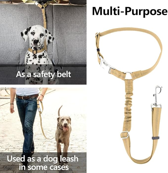 Plutus Pet Dog Seat Belt for Car Headrest, Reflective and Adjustable Restraint with Elastic Bungee for Safety, Vehicle Seatbelt Harness for Small Medium Large Dogs and Cats-Mewly Pet