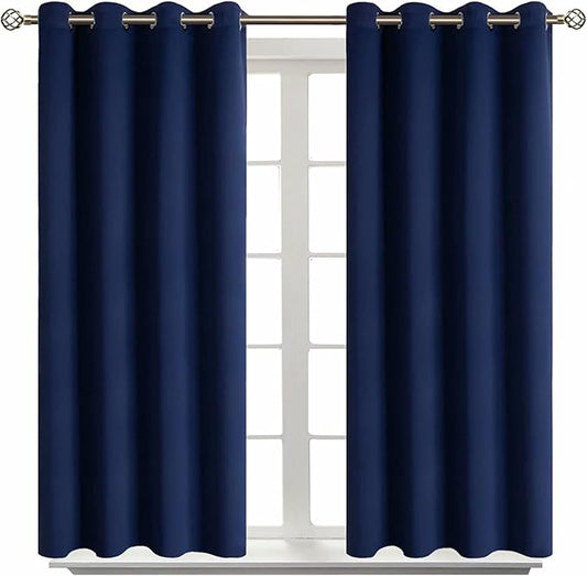 BGment Blackout Curtains for Living Room - Grommet Thermal Insulated Room Darkening Curtains for Bedroom, Set of 2 Panels (52 x 54 Inch, Navy Blue)