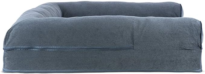 Furhaven Cooling Gel Dog Bed for Large Dogs w/ Removable Bolsters & Washable Cover, For Dogs Up to 95 lbs - Sherpa & Chenille Sofa - Orion Blue, Jumbo/XL-Mewly Pet