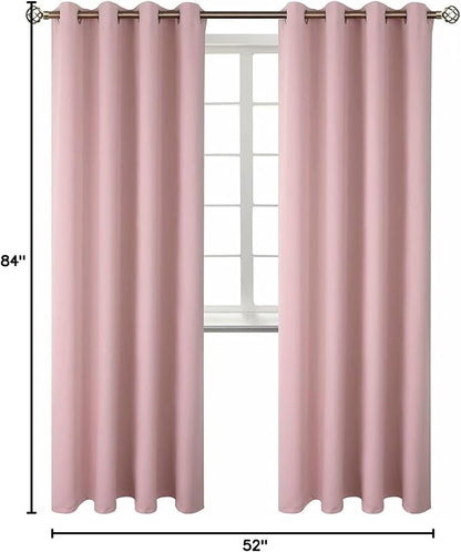 BGment Room Darkening Curtains 84 Inches Long - Grommet Thermal Insulated Drapes Window Treatment Curtains for Bedroom, 2 Panels, 52 x 84 Inch, Baby Pink