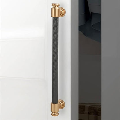 6 Pack 10 Inch (254mm) Matte Black and Champagne Bronze Cabinet Handles: Black Drawer Pulls