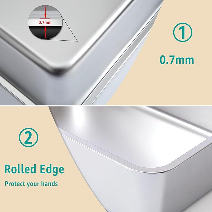 Stainless Steel Litter Box 2 Pack，Metal Litter Box Easy to Clean,Cat Litterbox Supplies for Kitten, Kitty, Rabbit, 6" High Side Cat Litter boxs,Stainless Steel LitterBox, No Smell,Non Stick-Mewly Pet