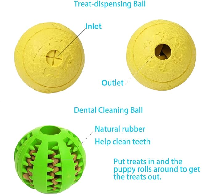 5 Different Functions Interactive Dog Puzzle Toys Balls for Medium Large Dogs, Food Treat Dispensing Dog Toys-Mewly Pet