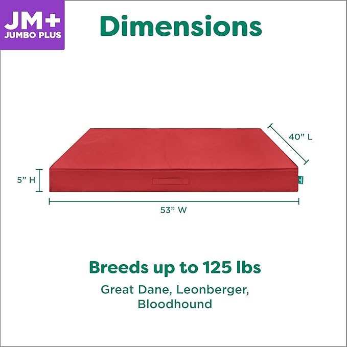 FurHaven Cooling Dog Bed – XXL Foam Mattress for Joint Pain Relief, Waterproof Liner, Removable Washable Cover, Durable for Outdoor Use, Deluxe Grid Indoor/Outdoor Bed – Red, Jumbo Plus-Mewly Pet