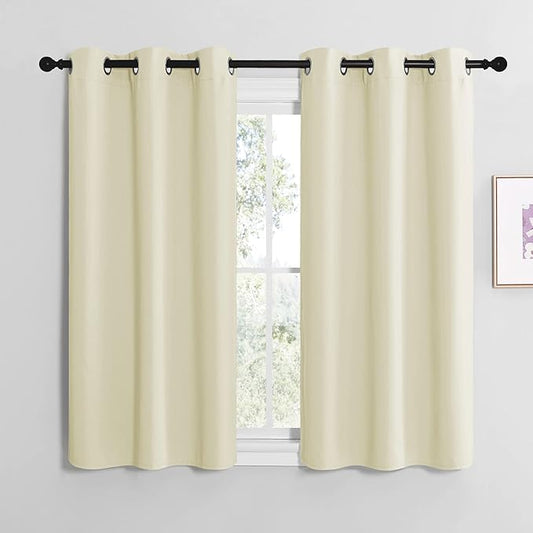 NICETOWN Kitchen Curtains for Decoration, Thermal Insulated Grommet Room Darkening Draperies/Panels for Laundry (Beige, 2 Panels, W42 x L50 inches)
