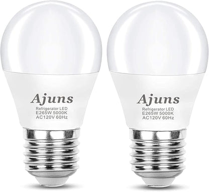 LED Refrigerator Light Bulbs 40W Equivalent 120V A15 Fridge Waterproof Bulbs 5W Daylight White 5000K E26 Medium Base Freezer Light Bulbs Non-dimmable, 2Packs