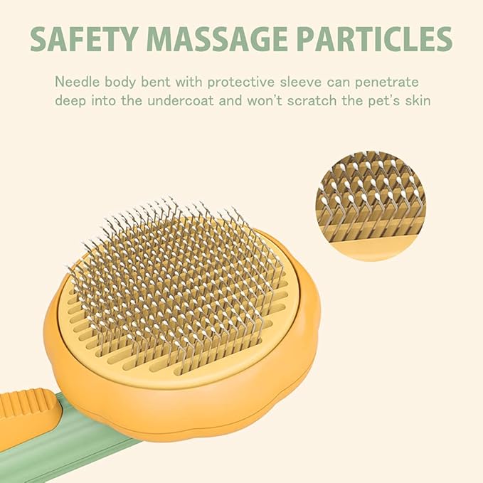 Pumpkin Self Cleaning Brush for Pet Deshedding - Deep Cleaning for Dogs, Cats, Puppies, Rabbits, Bunnies-Mewly Pet