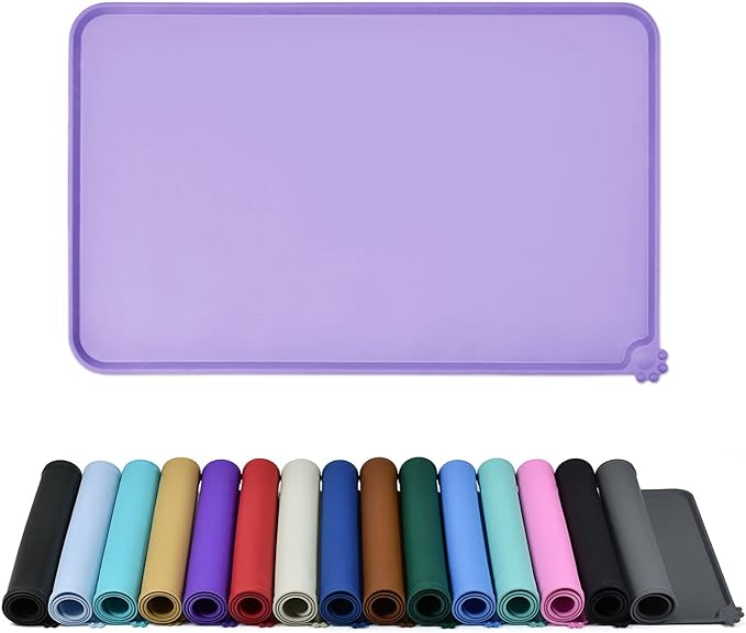 Waterproof Pet Feeding Mat with High Raised Edges, Heavier and Thicker Placemats for Cat Dog Water Bowl with BPA Free, Dogs Cats Food Mats for Messy Drinkers to Prevent Spill and Protect Floors-Mewly Pet