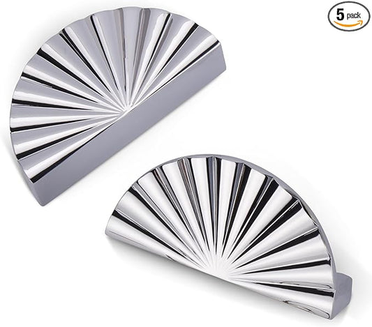 5 Pack 3 Inch (76mm) Polished Chrome Cabinet Pulls Cup Flat Drawer Handles Kitchen Cupboard Pull Bathroom Dresser Sunflower Handle Unique Hardware for Furniture Door Wardrobe Hardware TYH-BC-5