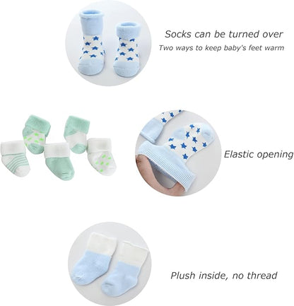 Unisex Baby Terry Socks 5-Pack for Baby boy and girl 0-12 Months Warm Cotton Socks