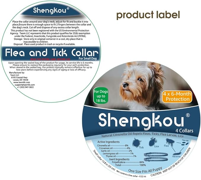 Natural Flea and Tick Collar for Puppies - Provides 24-Month Protection, Safe Pest Control - Waterproof and Strong - Includes Free Flea Comb and Tick Tweezer - 4-Pack-Mewly Pet
