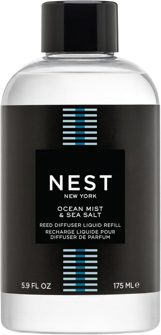 NEST New York Reed Diffuser Liquid Refill, Ocean Mist & Sea Salt - 5.9 fl oz - Fragrance for Up to 90 Days - Flame Free