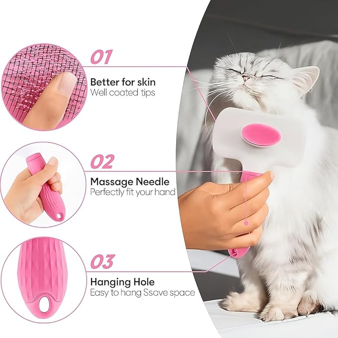 Namylya Cat Brush for Shedding & Grooming – Slicker Brush for Dogs and Cats with Long Hair – Removes Tangles, Mats & Loose Fur-Mewly Pet
