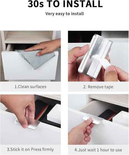 5 Pack 3 inch self Adhesive Cabinet pulls Silvery Finger pulls for cabinets Stick on Handles Concealed Cabinet Handles Edge pulls for cabinets Drawer Pull Seam Drawer Handles Flat pulls