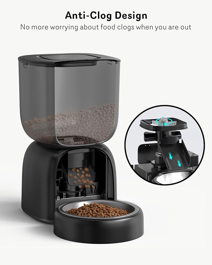 Automatic Cat Feeder, Cat Food Dispenser Battery-Operated with 180-Day Battery Life, Timed Pet Feeder for Cats and Dogs, Desiccant Bag, Programmable Portion Control, 4 Daily Meals, 10s Voice Recorder-Mewly Pet