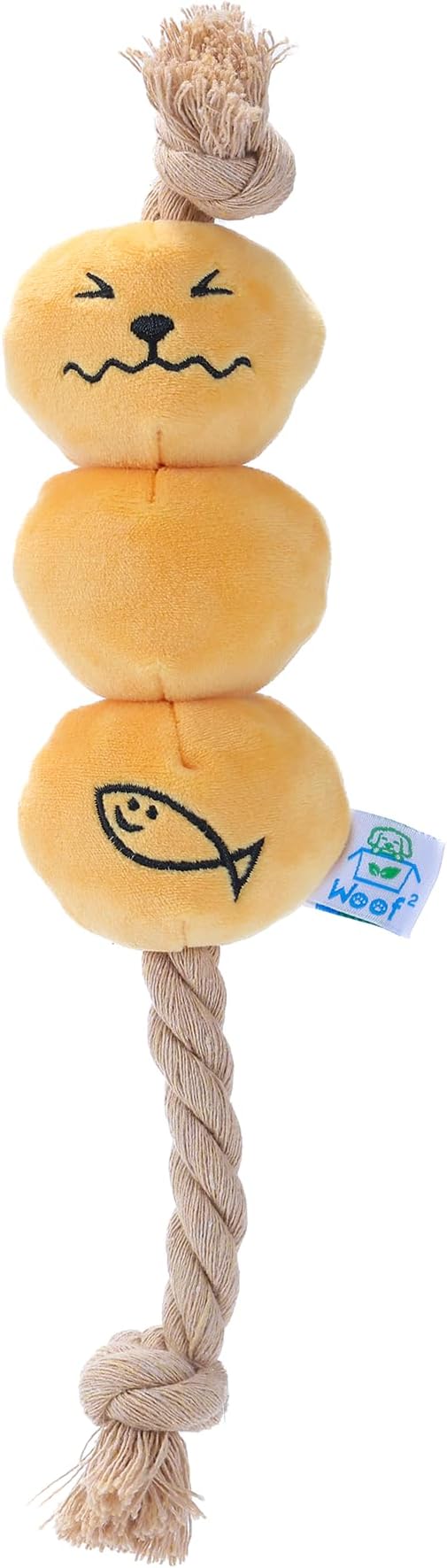Curry Fishball Soft Plush Squeaky Dog Pull Toy - Durable, Iconic, Cute & Fun Rope Toy for Interactive Bonding Time, Sliding Mechanism, Hide Food for Puzzle Play, Small Medium Dogs-Mewly Pet