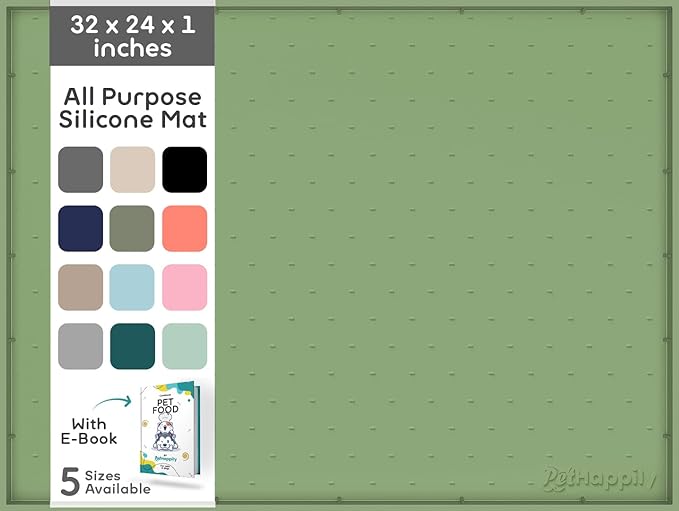 32x24x1” XL Dog Food Mat - All Purpose Under Sink Liner, Washer and Dryer Covers for The Top, Silicone Griddle Mat for Blackstone - Raised Edges Dog Mat for Food and Water Prevent Spill, Waterproof-Mewly Pet