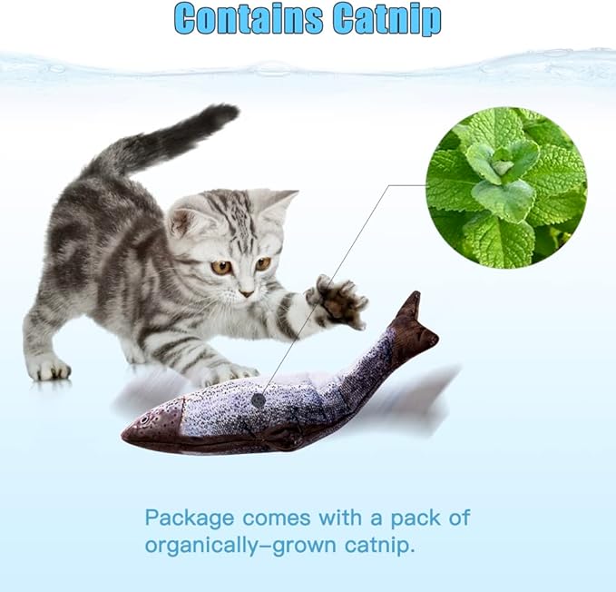 TOOGE 2 Pack 9" Floppy Fish Cat Toys with SilverVine and Catnip for Indoor Cats Interactive Flopping Fish Cat Kicker Catnip Toys for Cats Puppy Small Dogs (Salmon + Rainbow Trout)-Mewly Pet
