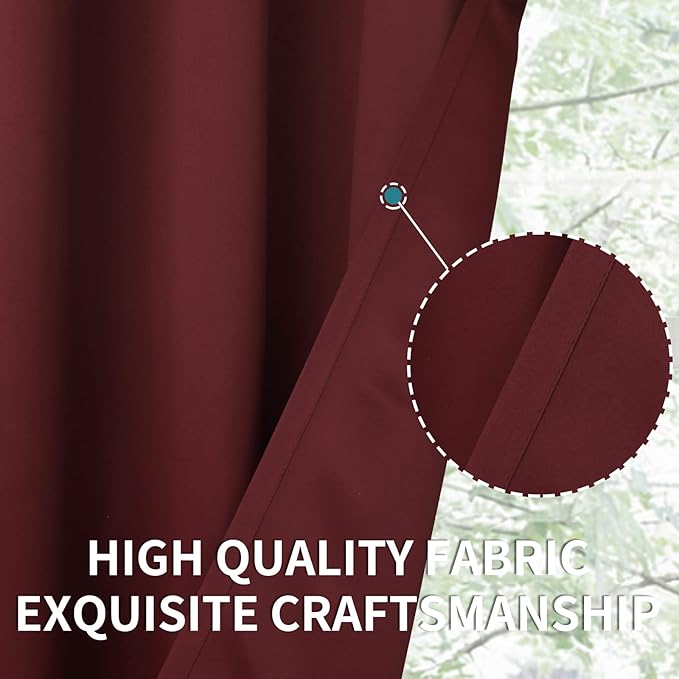BGment Blackout Curtains for Bedroom - Grommet Thermal Insulated Room Darkening Curtains for Living Room, Set of 2 Panels, Each 46 x 84 Inch, Burgundy Red