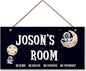 Personalized Astronaut Sign Custom Name Decoration Exquisite Decorative Signs for Kids Room Wall Art Decor Outer Space Themed Decor Nursery Decor For Boys Room