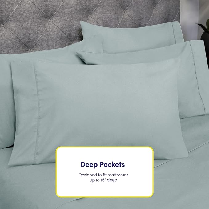 Sweet Home Collection 6 Piece Bed Sheet Set, Twin, Slate