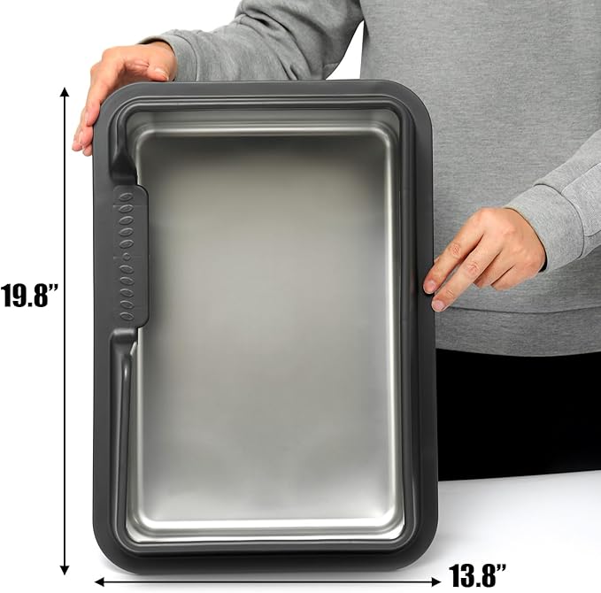 Kichwit Stainless Steel Cat Litter Box with High Sides Easy to Clean, Smooth Surface, Rust Resistant, 19.8" x 13.8" x 10" (with Lid)-Mewly Pet