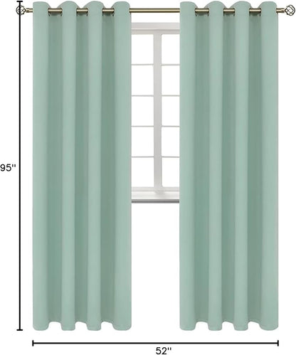 BGment Blackout Curtains - Grommet Thermal Insulated Room Darkening Bedroom and Living Room Curtains, Set of 2 Panels (52 x 95 Inch, Frosty Green)