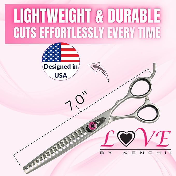 Kenchii Love Dog Grooming Scissors, 17 Tooth Thinning Shears, Dog Scissors for Grooming, Professional Pet Grooming Scissors, Heavy Duty, Durable and Sharp-Mewly Pet