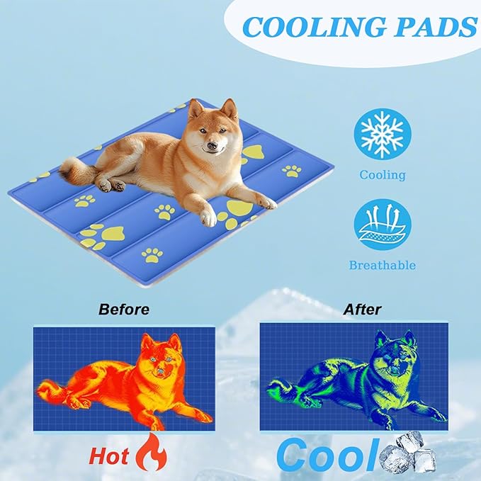 Dog Cooling Mat, Cooling Mat for Dogs & Cat, Provides Instant Relief for Small, Medium, Large Dogs, Washable, Non-Slip Design, Perfect for Hot Summer Days to Keep Pets Comfortable(S 20''*16'')-Mewly Pet
