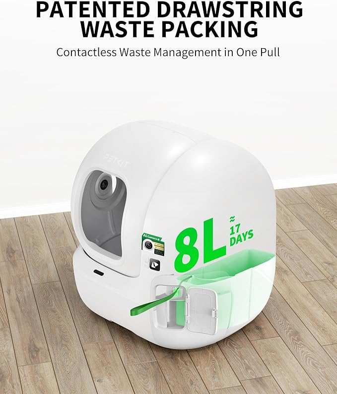 PETKIT 2025 Purobot Max Pro AI-Camera Self Cleaning Cat Litter Box, 210° Wide Angle Lens Night Vision Cat Facial Recognition Automatic Litter Box with 5G WiFi App Control Odor-Free-Mewly Pet