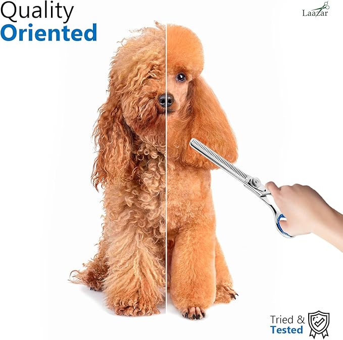 Laazar Pro Shears Thinning Pet Grooming Shear - 6.5 42 Teeth Scissors for dogs cats and pets-Mewly Pet
