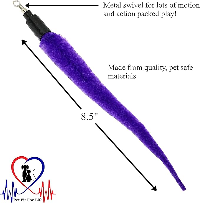 Pet Fit For Life Cat Wand Toy: 5-Piece Worm Teaser & Exerciser - Durable Flirt Pole/Cat Teaser Toy – Interactive Fun for Feline Fitness-Mewly Pet