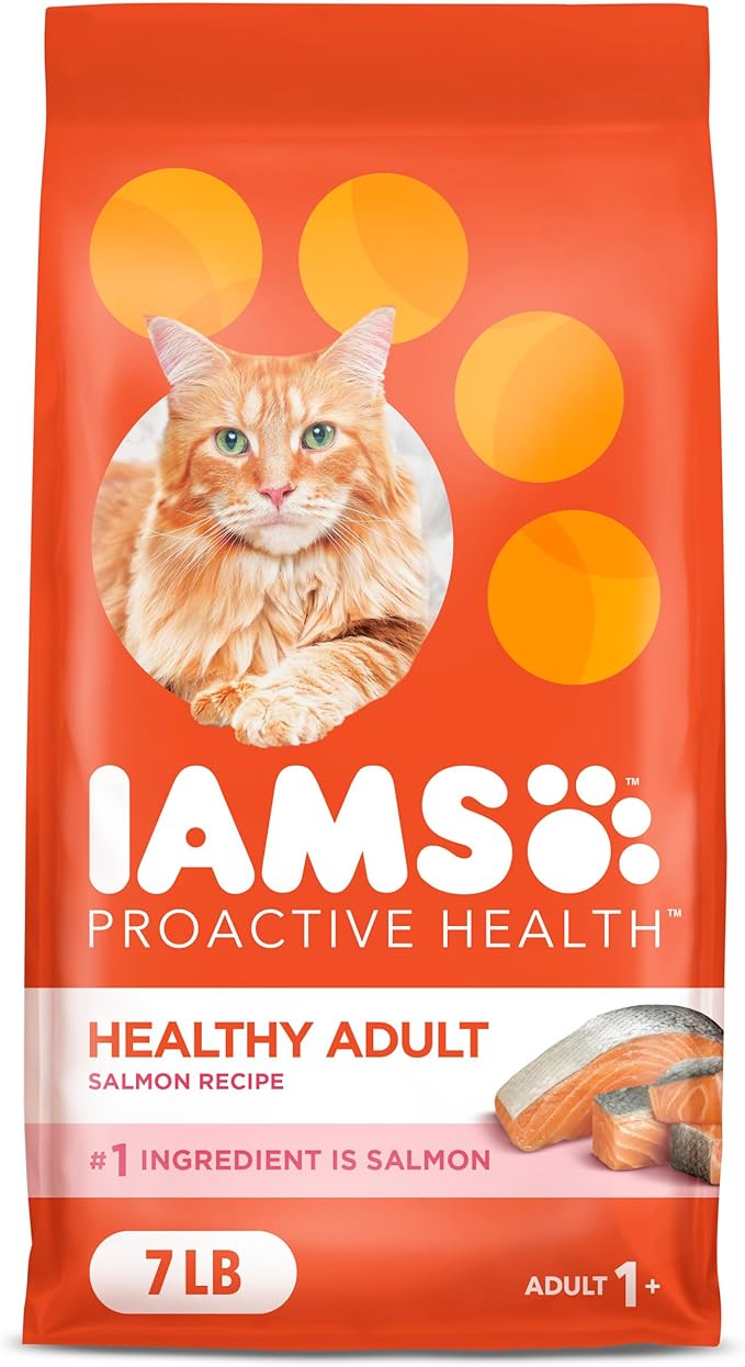 IAMS Proactive Health Adult Healthy Dry Cat Food with Real Salmon, 7 lb. Bag-Mewly Pet