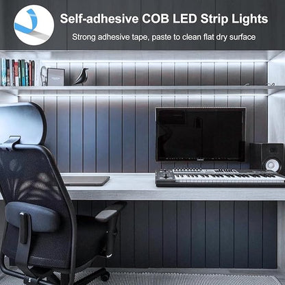 Battery Powered LED Strip Lights, COB Motion Sensor LED Strip Lights 20 inch x 3 Pack for Kitchen Under Cabinet Lighting, Shelves, Under Counter, Closet, Cordless Click Light, Cool White 6000K