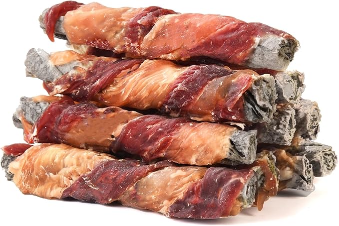 Dog Treats Chicken Duck Wrapped Cod Skin Sticks, Rawhide-Free, Grain-Free Dog Chewy Treats for Healthy Teeth and Coat,Training Treats for Small Medium Large Dogs, 9-10 Counts-Mewly Pet