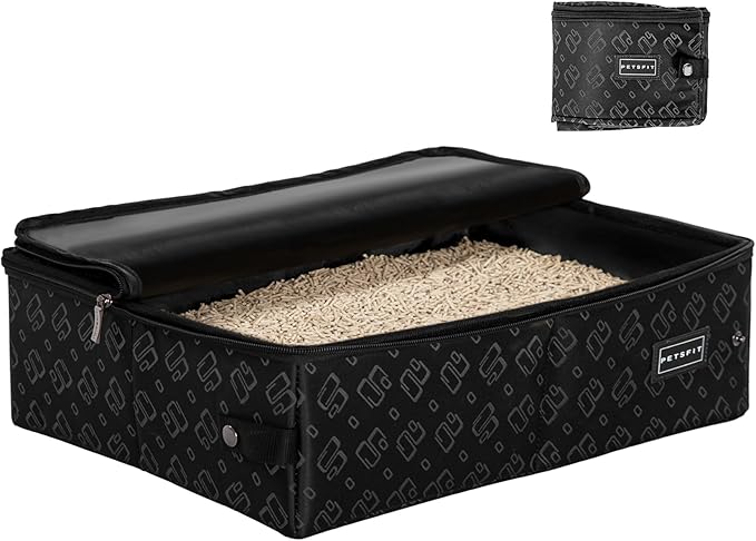 PETSFIT Portable Litter Box - Leak-Proof, Travel Litter Box with Lid, Collapsible Litter Boxes Perfect for Hotel/Lawn/Car Travel-Mewly Pet