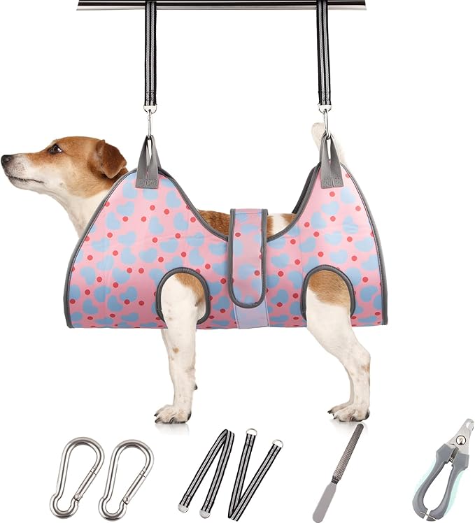 Dog Grooming Hammock for Small Dogs & Cats, Dog Grooming Harness for Nail Trimming, Pet Grooming Sling Helper with Nail Clippers/Nail Trimmers-Mewly Pet
