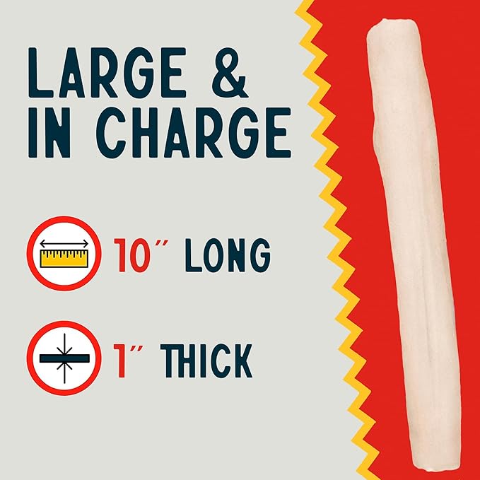 Canine Chews 10" Dog Rawhide Retriever Rolls - Bones for Large Dogs (20 Pack) - 100% USA-Sourced Natural Beef - Single Ingredient - Healthy Dental Chew-Mewly Pet