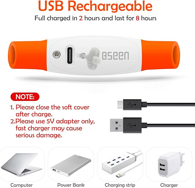 Led Dog Collar, BSEEN USB Rechargeable Flash Dog Necklace Light, Pet Safety Collar Makes Your Beloved Dogs Be Seen at Night for Small Medium Large Dogs(Orange)-Mewly Pet