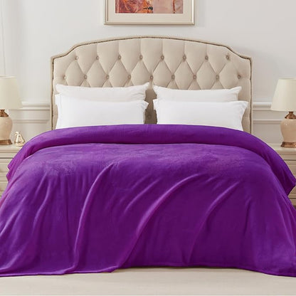 Exclusivo Mezcla Fleece Blanket Twin Size for Bed, Super Soft and Warm, All Season Use, Cozy, Plush, Lightweight, 60x80 Inches Purple