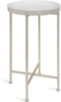 Kate and Laurel Celia Round Metal Foldable Tray Accent Table, White with Silver Base