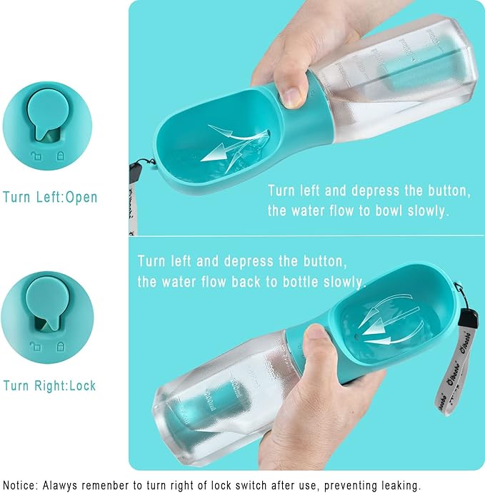 Dog Water Bottle with Food Container & Poop Bag Holder, Travel Water Bowl, Portable Pet Dispenser, Dog Stuff Accessories Items, Puppy Essentials Necessities for Yorkie Chihuahua Walking Hiking-Mewly Pet