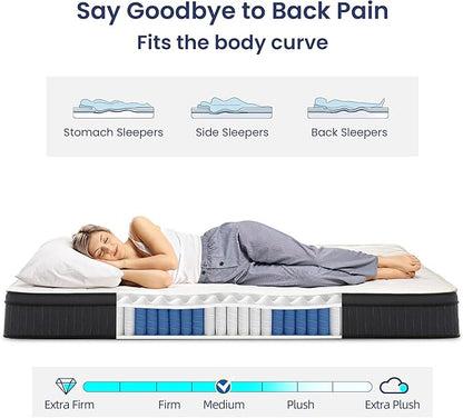 Full Mattress, 12 Inch Memory Foam Hybrid Mattress Full Size, Pocket Spring Mattresses in a Box for Motion Isolation, Edge Support, Pressure Relief, Medium Firm, CertiPUR-US