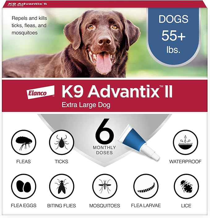 K9 Advantix II XL Dog Vet-Recommended Flea, Tick & Mosquito Treatment & Prevention | Dogs Over 55 lbs. | 6-Mo Supply-Mewly Pet