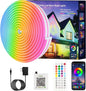 Neon Rope Lights, JIAMEI 65.6FT RGB LED Strip Lights, App Control, IR Remote, Music Syncing, Outdoor IP67 Waterproof, Flexible Strip Cuttable for Bedroom, Gaming, Party(2 Rolls of 32.8FT)