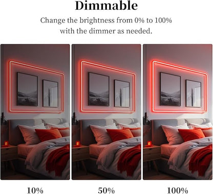 iNextStation COB LED Strip Light Red 16.4FT 5M, DC12V CRI 93+ Dimmable Flexible LED Tape Lights for Bedroom, Kitchen, TV Backlight, Cupboard, Wardrobe, Home Lighting Decor