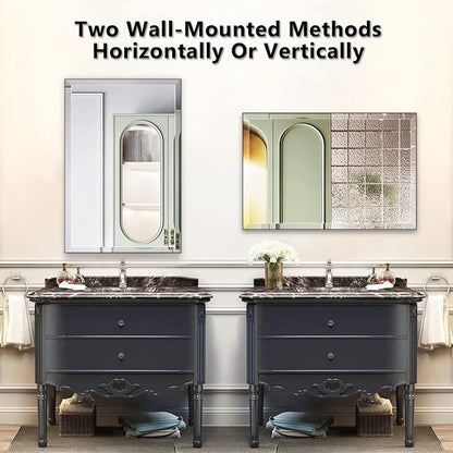 24"x30" Frameless Rectangle Wall Mirror with 1 inch Beveled Edge for Bathroom Vanity