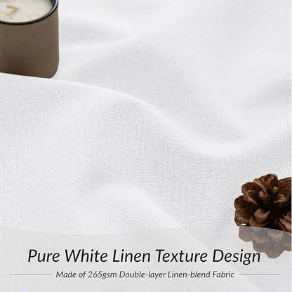 KangBang 2 PCs Pinch Pleated Linen Blackout Curtains 108 Inches Long, Pinch Pleat Drapes for Living Room with Hooks, Thermal Insulated Long Window Treatments for Villa, Pure White,40W x 108L